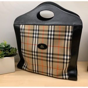 Burberry Pocket Tartan and Leather Handbag